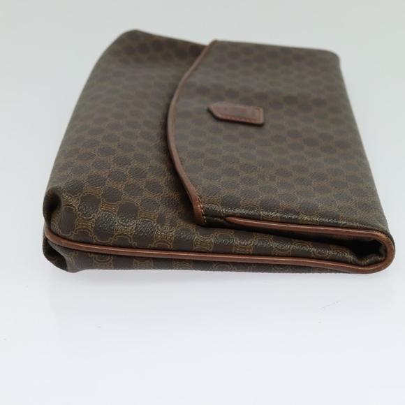 CELINE Macadam Canvas Clutch Bag PVC Leather Brown Gold Auth bs23653 - Picture 5 of 16